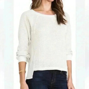 Sanctuary Mix and Match open knit sheer back pullover sweater